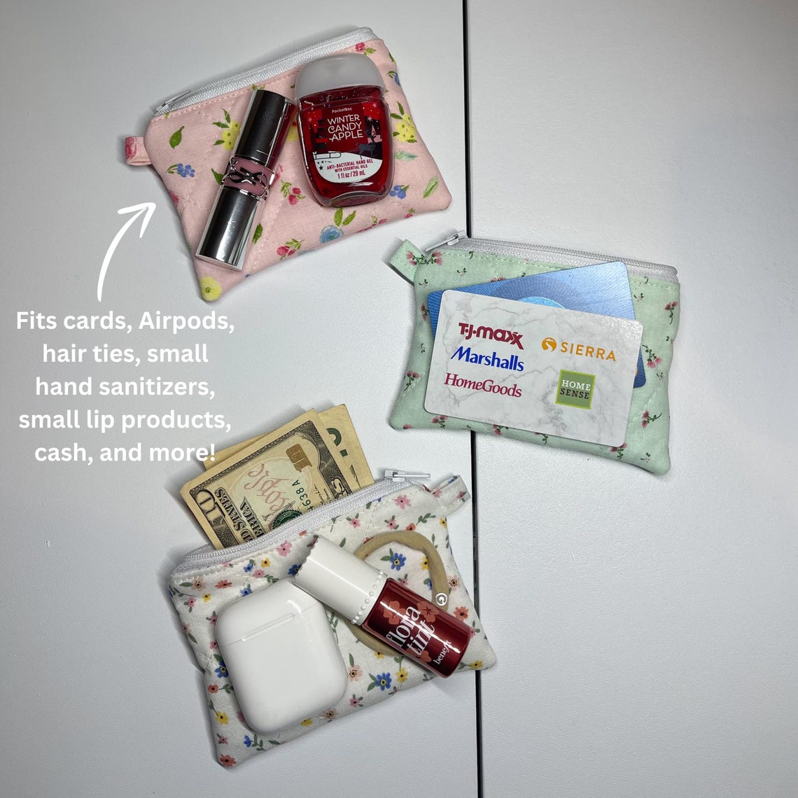 Mini Keychain Wallet / Quilted Wristlet Card Holder / Coin Purse / Cute ...