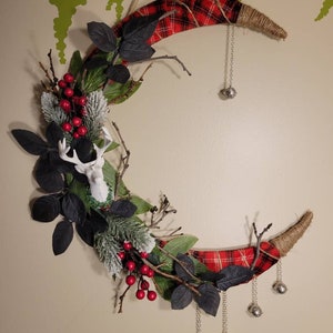 Crescent moon yule christmas wreath