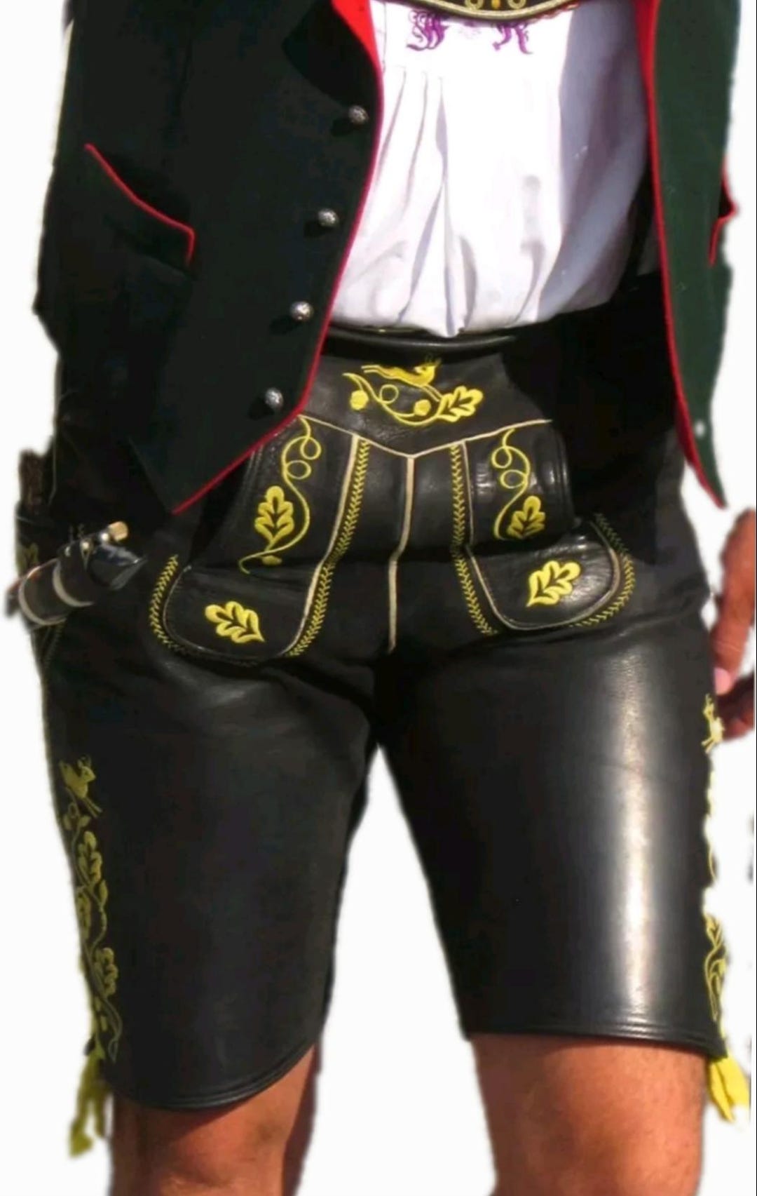 Schöne Kurze Lederhose Nappa / Glattleder Handstic Produktbild-Vorschau 6