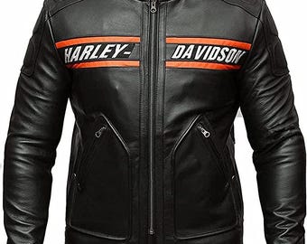 Bill Goldberg Herren Harley Davidson Leder Motorrad Jacke mit Sicherheitsschutz Größe S  bis  3XL