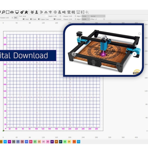 Laser Grid Pack 300mm x 300mm Arbeitsbereich - Twotrees Usongshine Totem TT-5.5s (Metrisch und Imperial) - Lightburn File Download .lbrn2