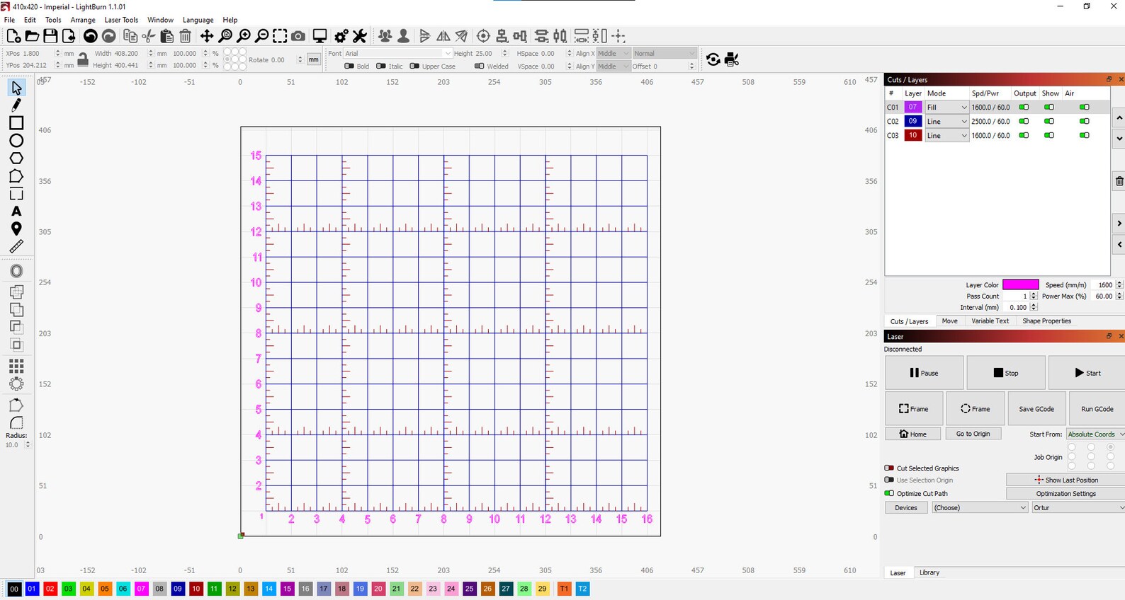 Laser Grid Pack 410mm X 420mm Work Area Sculpfun S9 S6 metric and