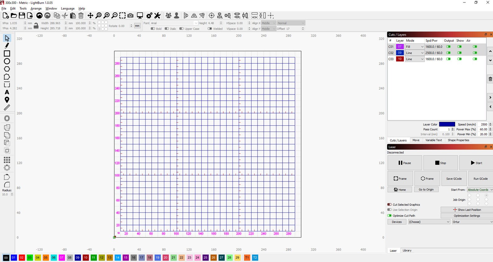 Laser Grid Pack 300mm X 300mm Work Area Twotrees Usongshine Totem Tt5.5s metric and Imperial