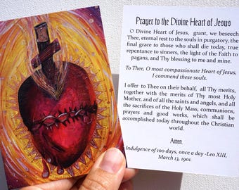 Prayer To the Divine Heart of Jesus Prayer Card