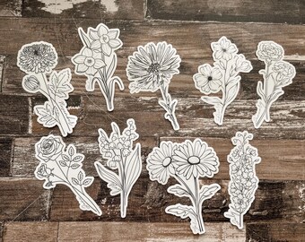 Geburtsmonat Blumenaufkleber | WASSERFEST | Ideal für Laptops, Telefone, Planer und mehr!