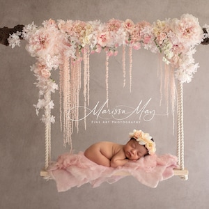 Newborn Digital Swing Background, Newborn Digital Backdrop, Newborn Photography Swing Hanging Floral Peach