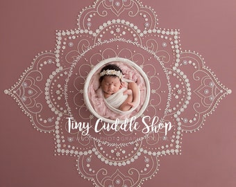 Newborn Digital Background, Newborn Digital Backdrop, Eastern motif, Mandala, Lace, Pearls, muave