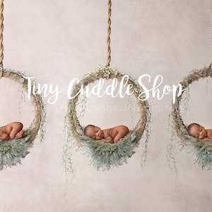 Newborn Digital Swing Background, Triplet Newborn Digital Backdrop, Newborn Photography Swing Hanging Boho Bohemian Sage Beige
