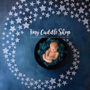 Newborn Digital Background, Newborn Digital Backdrop, Newborn Photography, night sky, blue, stars
