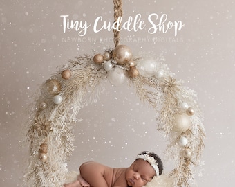 Newborn Photography Digital Backdrop: Christmas Swing, Gold Frost (Digital Download)