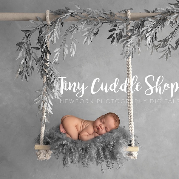 Newborn Digital Swing Background, Newborn Digital Backdrop, Newborn Photography Swing Blue Grey