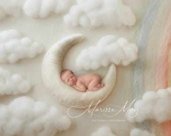 Faded Moon Newborn Photography Digital Backdrop: Rainbow Baby (Digital Download)