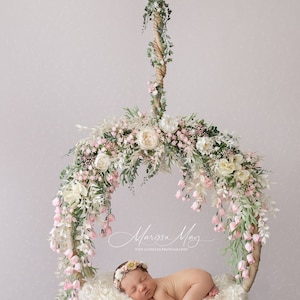 Newborn Digital Swing Background, Newborn Digital Backdrop, Newborn Photography Swing Hanging Floral White spring