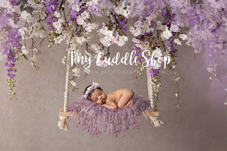 Newborn Digital Swing Background, Newborn Digital Backdrop, Newborn Photography Swing Hanging Purple Dream image 1