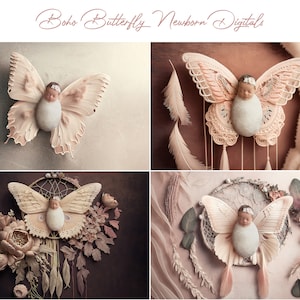 Newborn Digital Backdrop, Boho Butterfly Backdrop Overlays, Digital Backdrop Overlays, Fantasy Digital Backdrops, Boho Butterflies