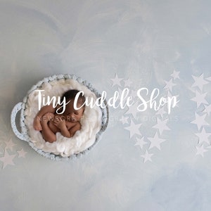 Newborn Digital Background, Newborn Digital Backdrop, Love, Stars, clouds, soft blue