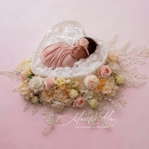 Newborn Digital Background, Newborn Digital Backdrop, Backlit Floral Heart
