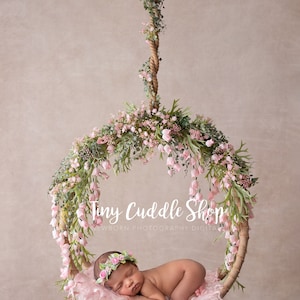 Newborn Digital Swing Background, Newborn Digital Backdrop, Newborn Photography Swing Hanging Floral Pink spring