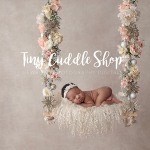 Newborn Digital Swing Background, Newborn Digital Backdrop, Newborn Photography Swing Christmas baubles peach flowers