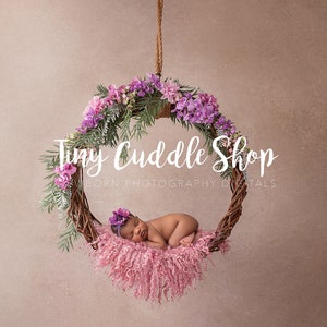 Newborn Digital Swing Background, Newborn Digital Backdrop, Newborn Photography Swing Hanging Purple Spring