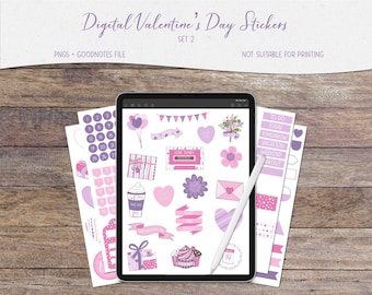 Pegatinas del Planificador Digital del Día de San Valentín: PNG, GoodNotes (Descarga Digital)