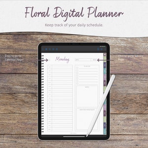 Floral Digital Planner, iPad Planner, Digital Planner, Hyperlinked ...
