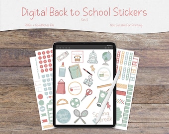 Digital Back to School Stickers: Planner PNG, GoodNotes (Digital Download)