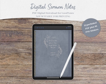 Digital Sermon Notes, Sermon Notebook, Digital Sermon Journal, GoodNotes Sermon Notes, Church Notes, Digital Prayer Journal,
