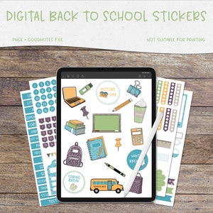 Digital Back to School Stickers, Digital Stickers, Digital Planner Stickers, GoodNotes Stickers, iPad Stickers, Digital PNG Stickers
