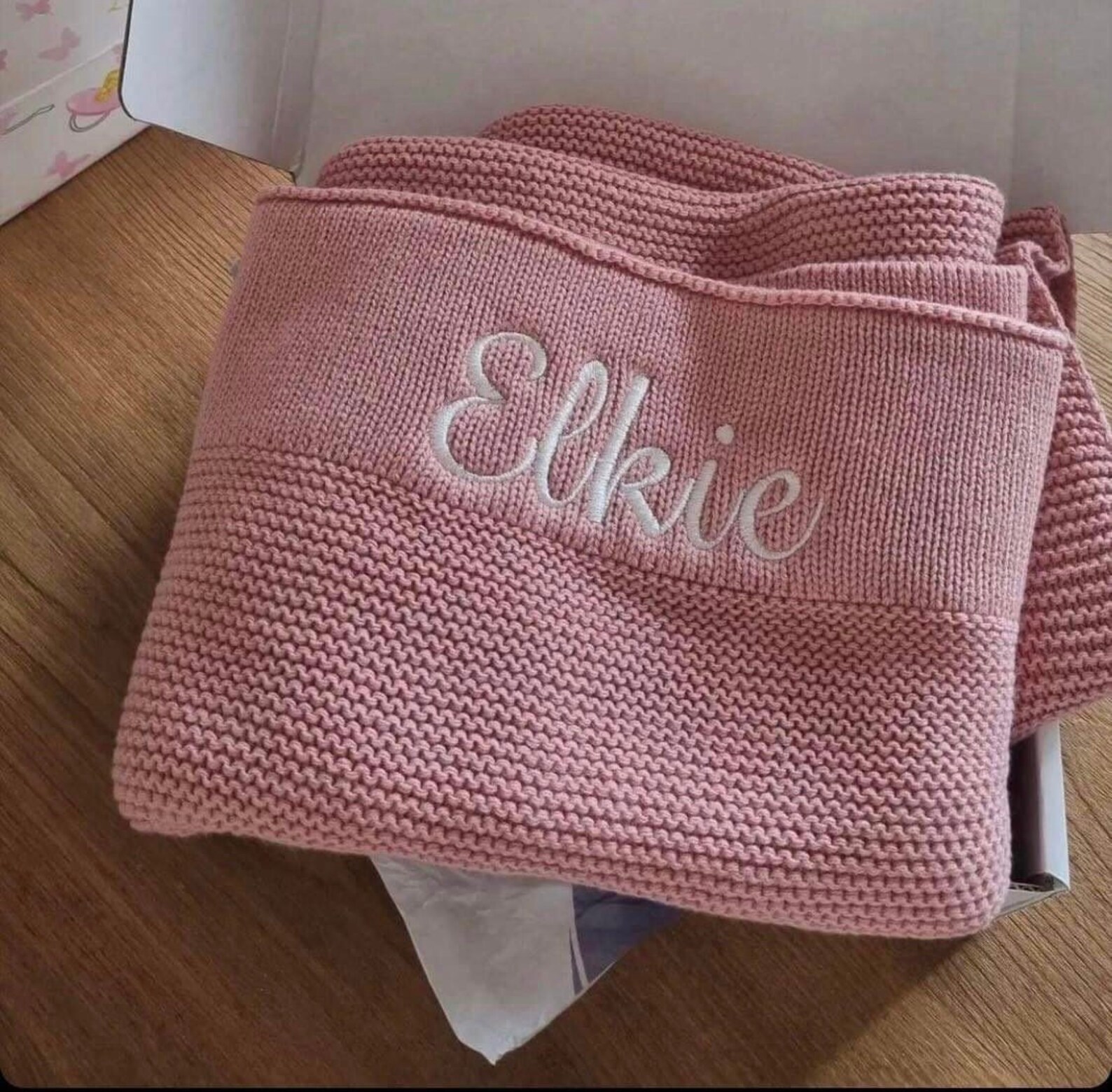Personalised Baby Blanket Knitted Cotton Etsy