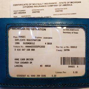 Auto Zulassung & Versicherung Brieftasche