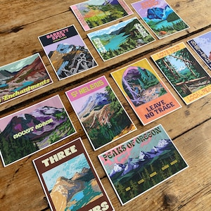 Ensemble de cartes postales PNW (12) - Cartes postales nature - Cartes de voeux Montagnes et forêts - Série Voyage