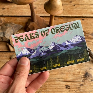 Peaks of Oregon sticker - (3x5 inches) Mountain peak sticker