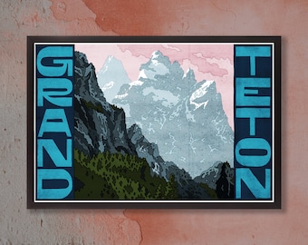 Grand Teton - Original art print (Nature art print - Mountain illustration - Landscape poster)