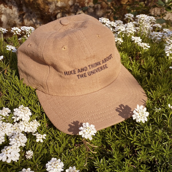 Hike and think about the Universe hat - hemp + organic cotton hat - Hiking cap