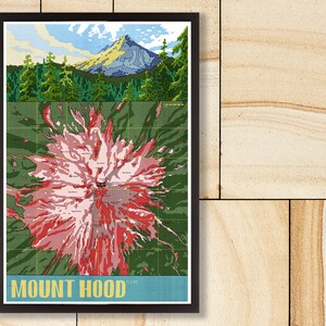 Mount Hood - Carte topographique - Affiche de décoration intérieure - Impression de qualité supérieure