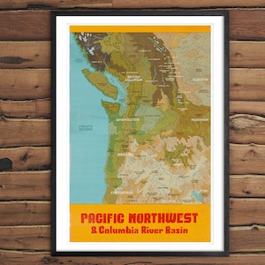 PNW Illustrierte Karte - Kartenposter - Pazifischer Nordwesten