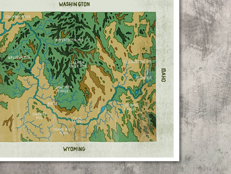 Snake River Map Art Poster Print Illustrated Map Etsy