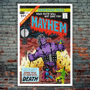 Mayhem Art Poster, A tribute to the legendary black metal band. Evil home decor.