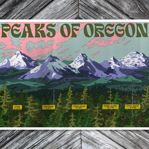 Mountain Peaks of Oregon, Premium Quality Print, Wall Art, Poster Design, Office Wall Decor
