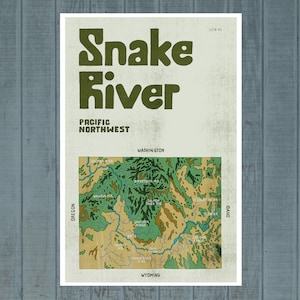 Snake River - Landkarte - Posterdruck - Illustrierte Landkarte