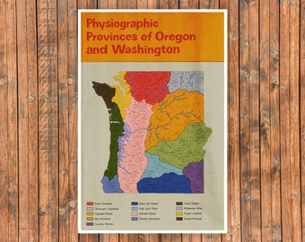 Physiographic Provinces of Oregon and Washington - Original art print