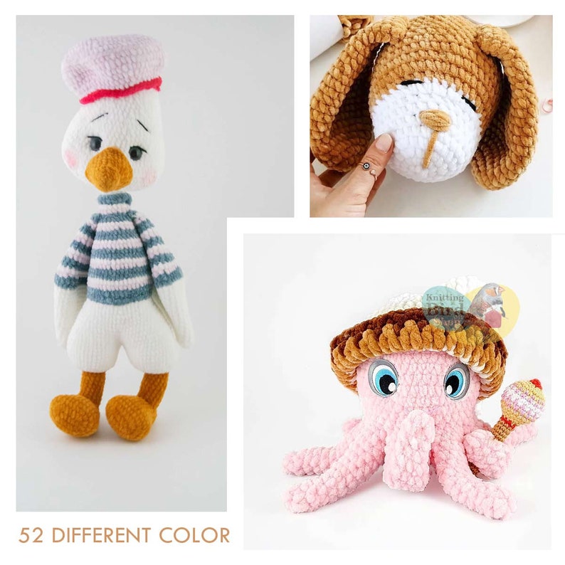 Amigurumi Samples knitted with chenille yarn