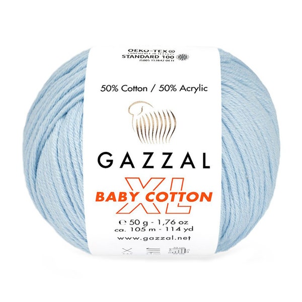 Gazzal Baby Cotton XL Fil à Tricoter Coton Fin Acrylique 50gr 105m