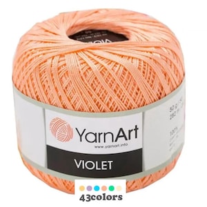 Yarn Art Violet Mercerized Lace Thread Yarn Cotton Lace Hand Knitting Embroidery 50g 282m