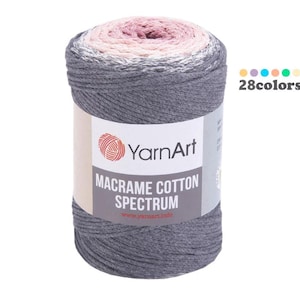 Yarnart Cotton Spectrum Cake Yarn, Multicolor, Colorful Macrame Cord Rope 8.80 Oz, 246 Yds