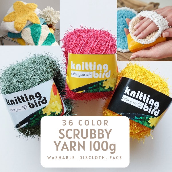 Scrubby Dishcloth Yarn Tough Eyelash, Bath Blanket, Rug, Face Wash Polyester Destash Worsted Kitchen Knitting Crochet 100g