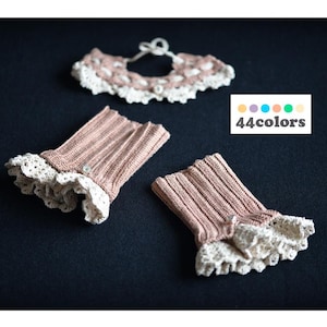 Lacy Victorian Gloves, Crochet Fingerless Glove, Hand Warmers Wrist Warmers, Handmade Collar, Cuffs