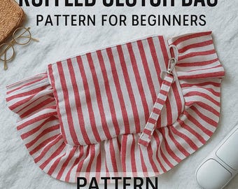 Ruffled Clutch Bag Sewing Pattern – Elegant Handmade Purse, Versatile Evening Bag