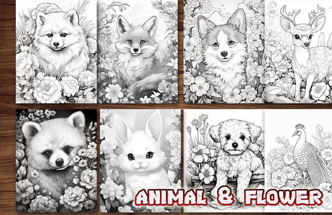 23 Coloring Wild Animals & Flowers Coloring Pages. Wild Animals ...